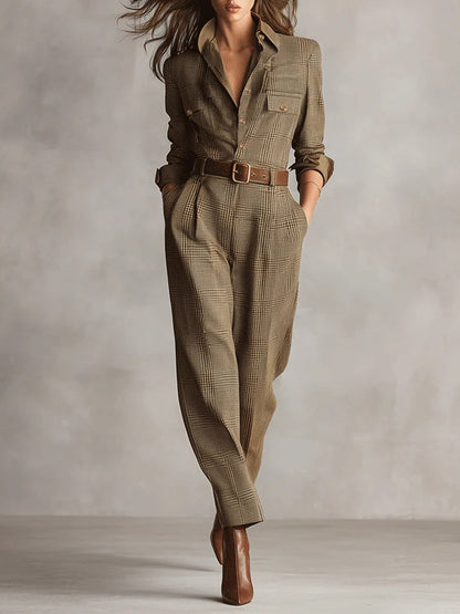 Corenne | Elegant Plaid Jumpsuit
